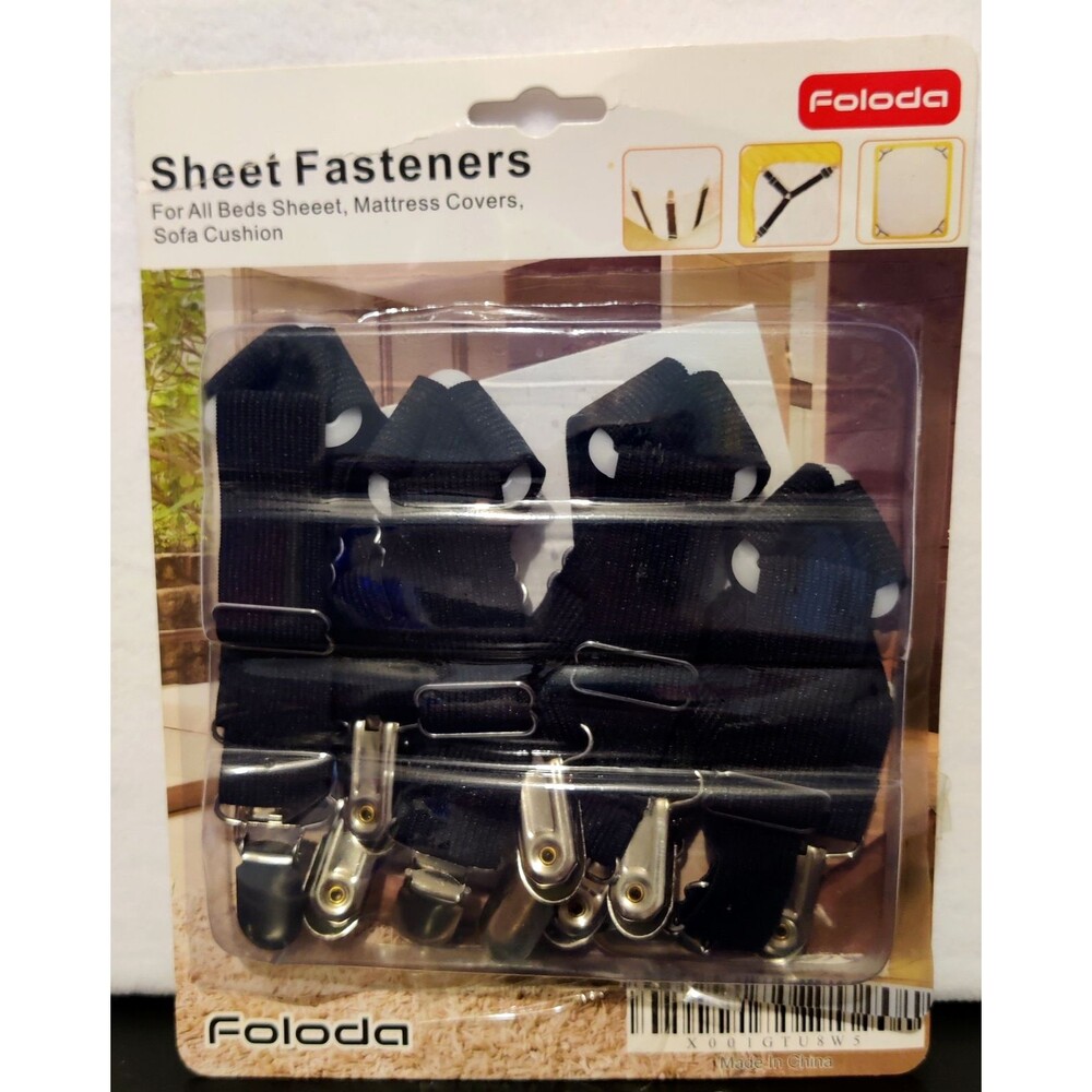 Foloda Adjustable Bed Sheet Fastener Straps (4Pack) Nickel Plated New